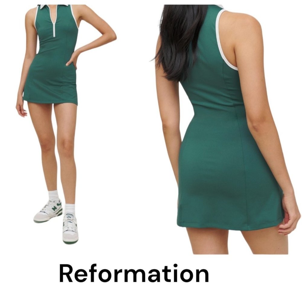 Reformation  Leslie Ecomove  Zip Front Dress Size L Tennis Shorts Included